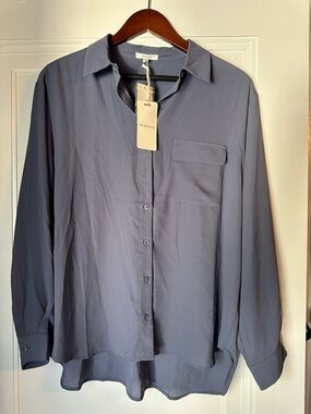 Pleione Slate Blue Long-Sleeve Button-Down Shirt